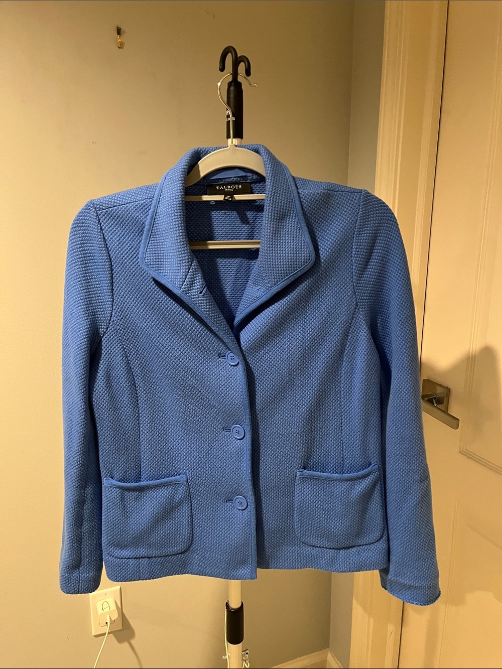 Talbots Periwinkle Blue Textured Knit Jacket